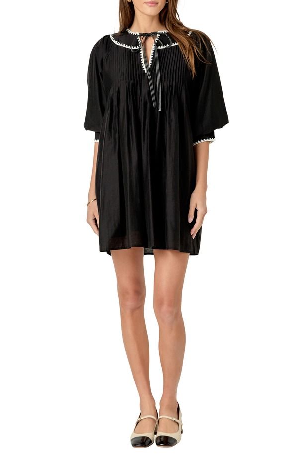 イングリッシュファクトリー レディース トップス ワンピース ミニ 刺繍 English Factory Embroide red Tie Neck Minidress BLACK WHITE ホワイ 21,586円