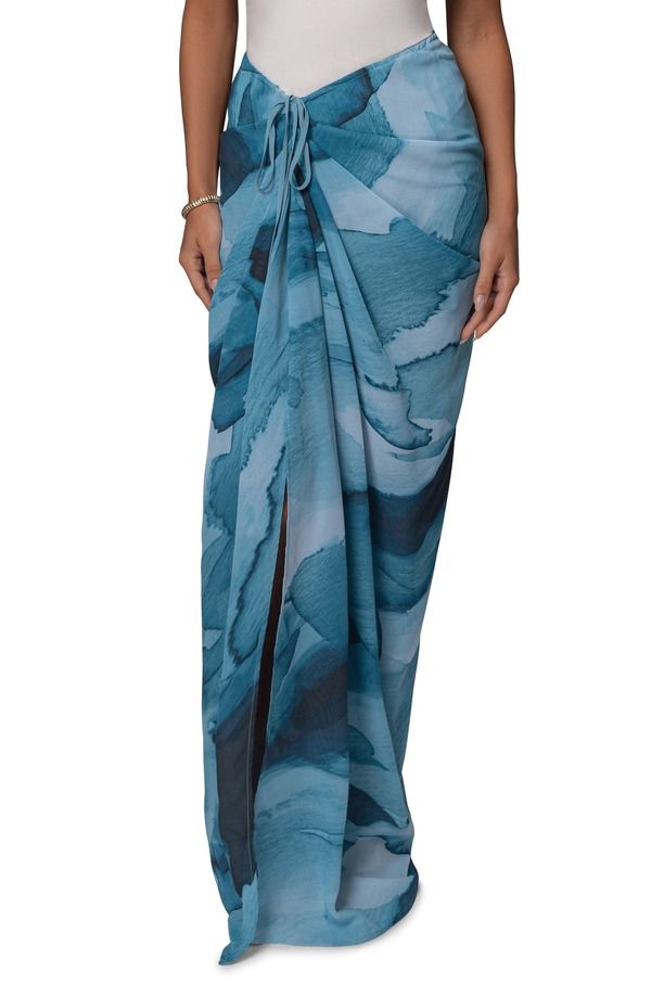 ジェイラックスレーベル レディース ボトムスカート プリント マキシ JLUXLABEL Noelia Printed Maxi Skirt BLUE ブルー
