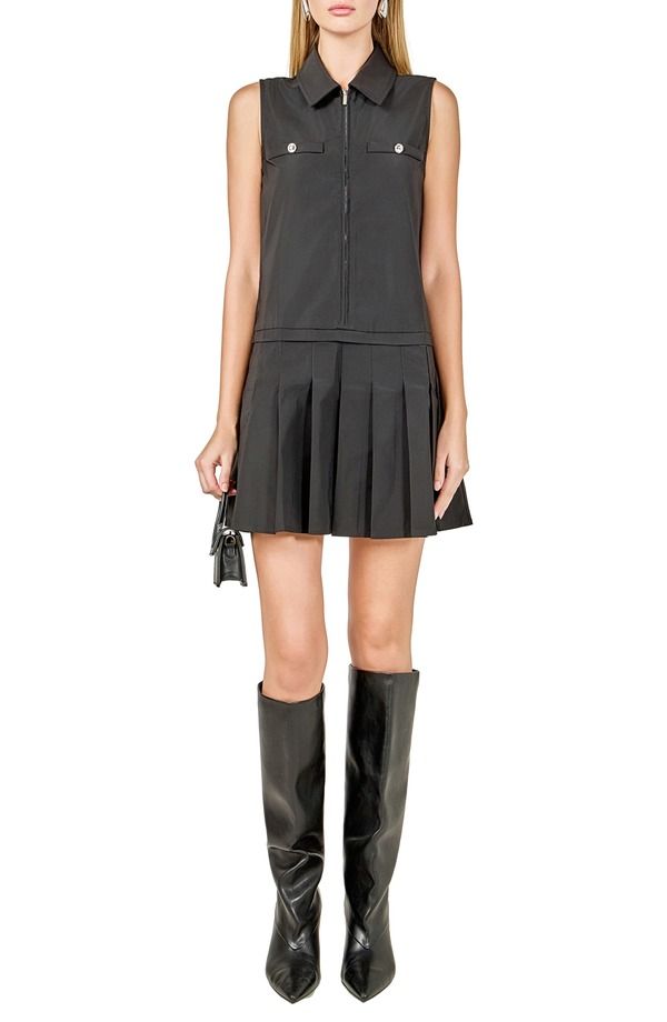エンドレスローズ レディース トップス ワンピース プリーツ ミニ ノースリーブ Endless Rose Sleeveless Pleated ZipUp Minidress BLACK ブラック