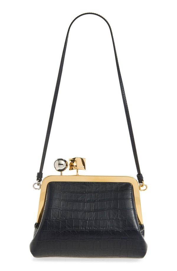 ジャクエムス レディース バッグ レザー Jacquemus Le Berlingot Croc Embossed Leather Frame Shoulder Bag DARK NAVY 390 ネ