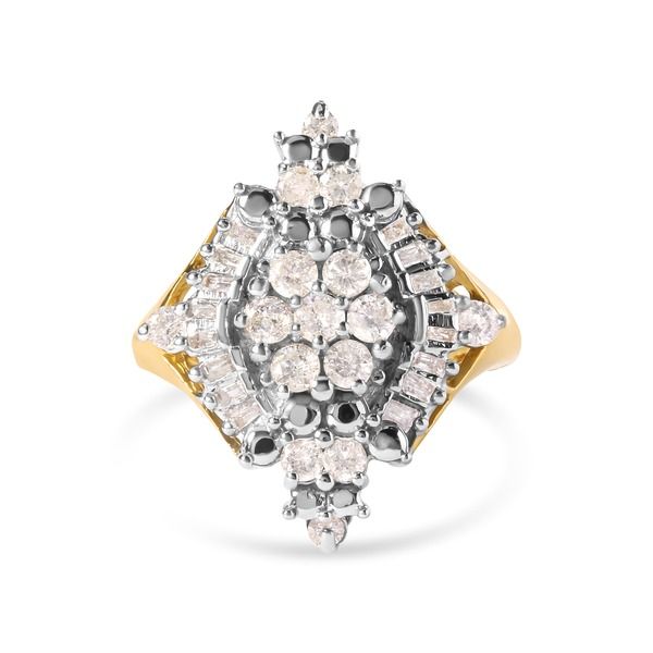 ハウスオブブリリアンス レディース アクセサリー 指輪 Haus of Brilliance 10K Yellow Gold 1 Cttw Diamond Cluster and Rhombus Ha