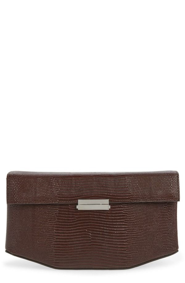 トーテム レディース バッグ レザー TOTEME Clip Lizard Embossed Leather Bag BROWN ブラウン