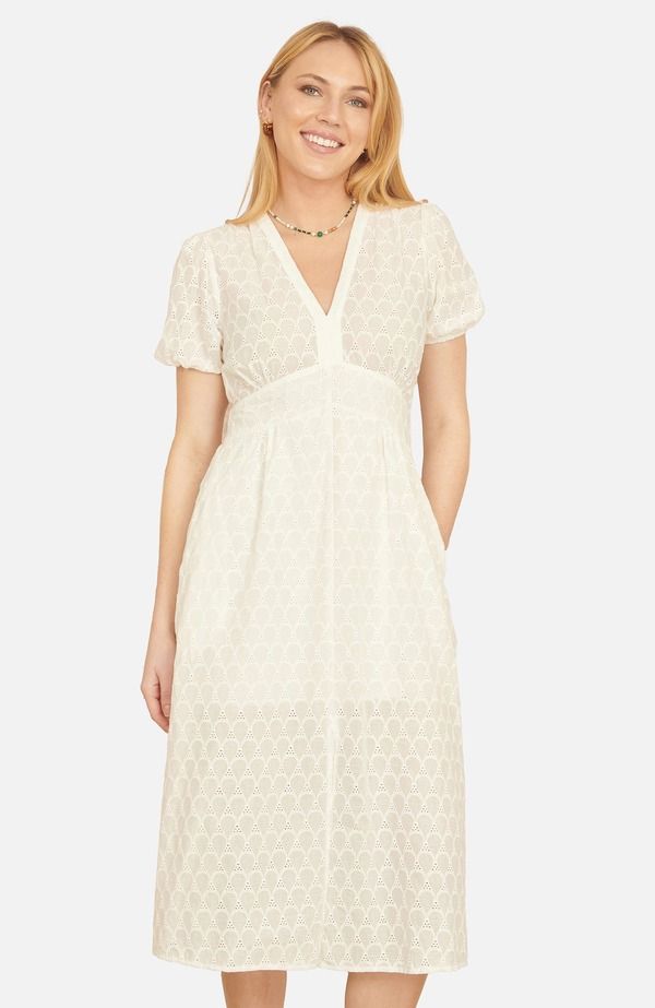 ユミキム レディース トップス ワンピース ミディ Yumi Broderie Anglaise Midi Dress White ホワイト