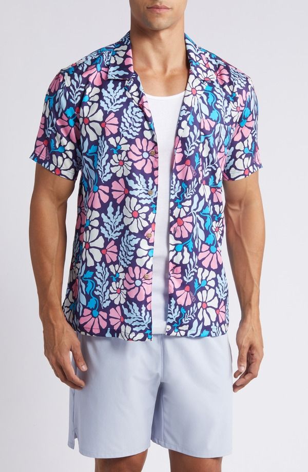 ボーディーズ メンズ トップス シャツ Boardies Mellow Short Sleeve ButtonUp Camp Shirt BLUE ブルー