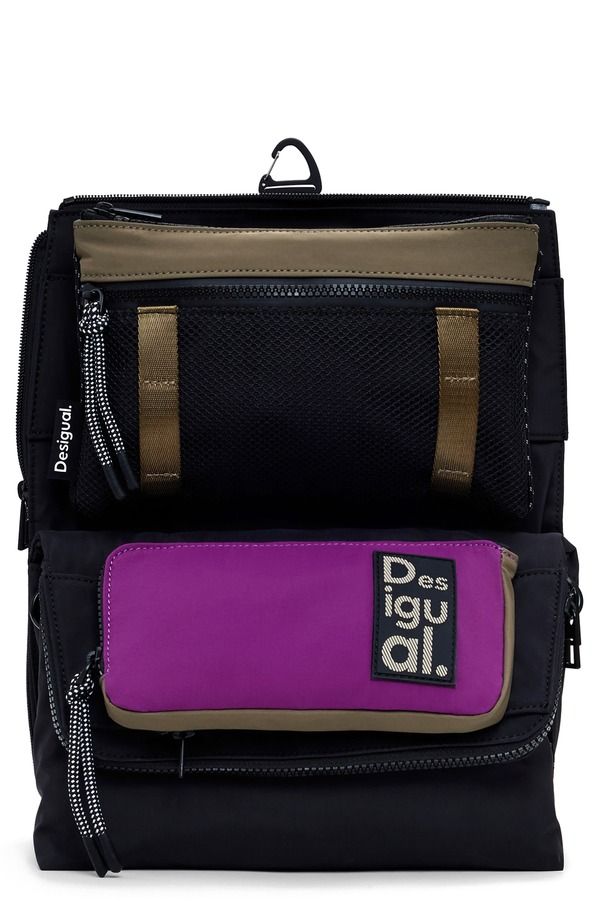 デジグアル レディース バッグ ナイロン Desigual Voyager Nylon Convertible Crossbody Bag BLACK ブラック