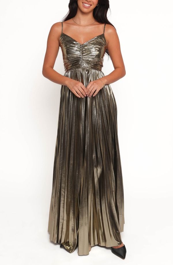 ペタルアンドパップ レディース トップス ワンピース プリーツ マキシ Petal Pup Naira Pleated Maxi Dress GOLD ゴールド