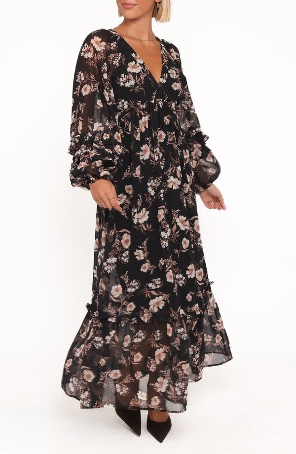 ペタルアンドパップ レディース トップス ワンピース フラワー柄 マキシ フラワー Petal Pup Evian Floralong Sleeve Maxi Dress BLACK FLORAL ブ 23,850円