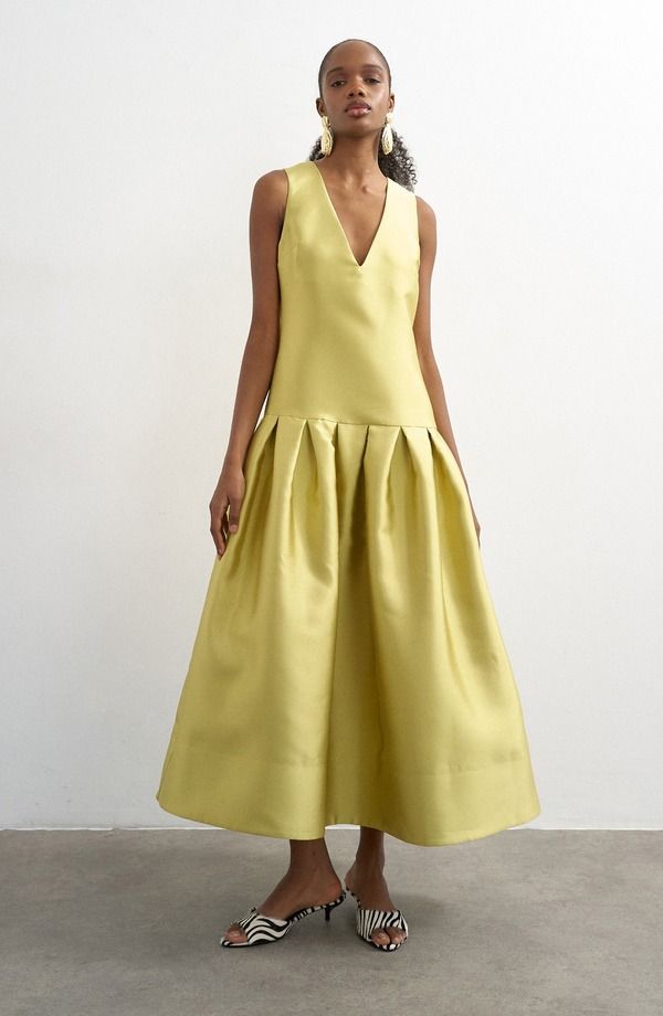 トップショップ レディース トップス ワンピース ノースリーブ Topshop Drop Waist Sleeveless Dress GREEN グリーン
