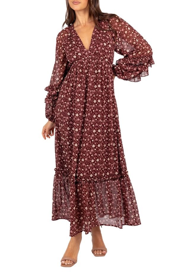 ペタルアンドパップ レディース トップス ワンピース フラワー柄 プリント マキシ フラワー Petal Pup Evian Floral Print Long Sleeve Maxi Dress B