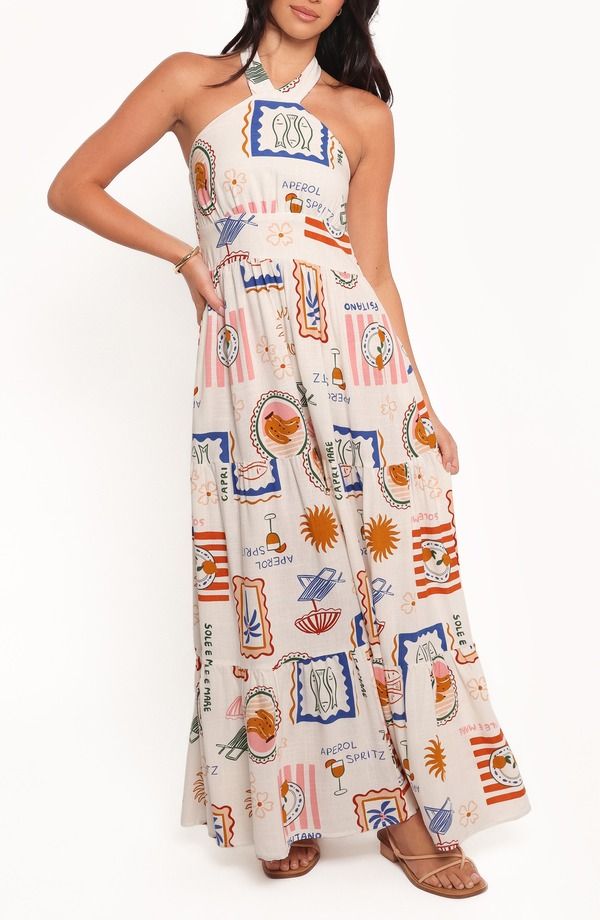 ペタルアンドパップ レディース トップス ワンピース プリント マキシ ホルター Petal Pup Jelena Printed Maxi Halter Dress OCEAN OASIS