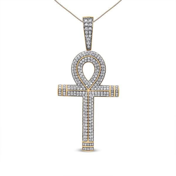 ハウスオブブリリアンス メンズ アクセサリー ネックレス・チョーカー レース Haus of Brilliance 10K Yellow Gold 1 78 Ctw Diamond Ankh Cros