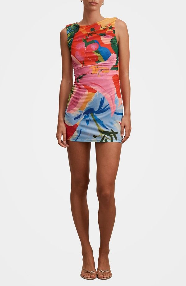 エバーニュー レディース トップス ワンピース ギャザー ミニ メッシュ Ever New Lucille Ruched Mesh MinidressOLA TROPICAL