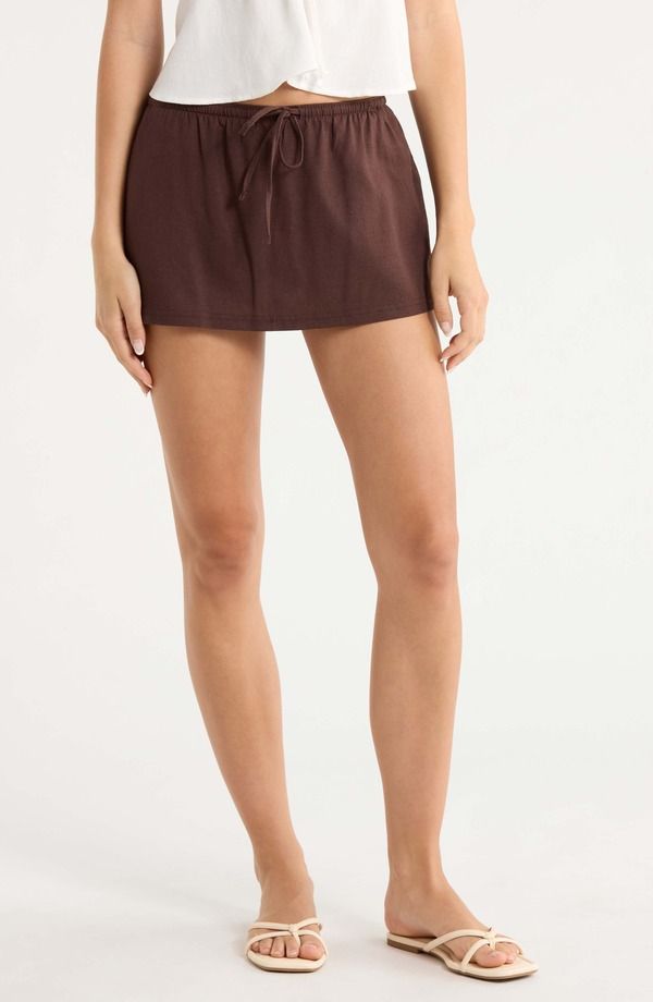 パクサン レディース ボトムスカート ミニ PacSun Tie Waist Miniskirt BROWN ブラウン