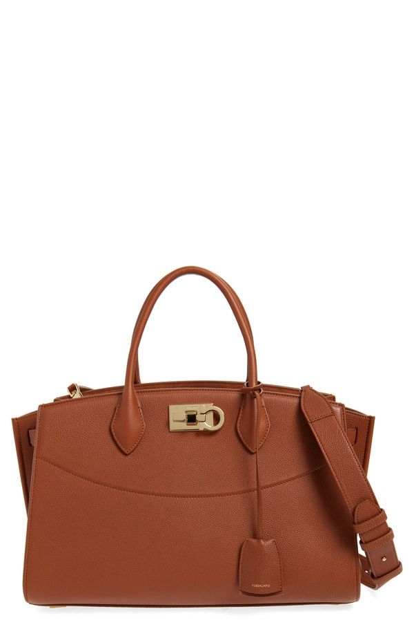 フェラガモ レディース バッグ レザー FERRAGAMO Medium The Studio Soft Leather Top Handle Bag NEW COGNAC