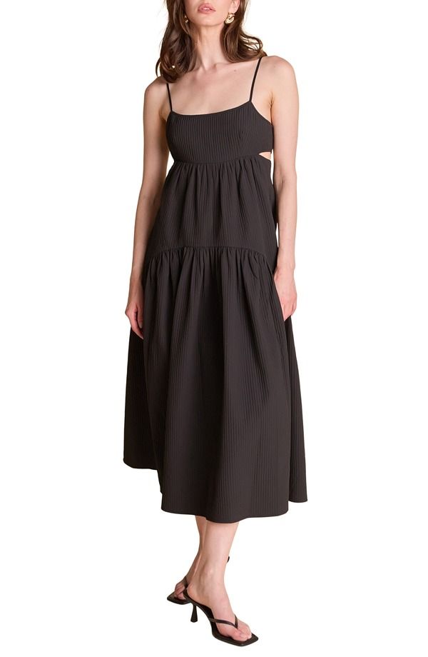 エンドレスローズ レディース トップス ワンピース ティアード マキシ Endless Rose Tie red Maxi Dress BLACK ブラック