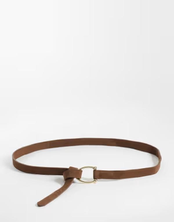 マンゴ レディース アクセサリー ベルト Mango tie waist belt Dark brown ブラウン