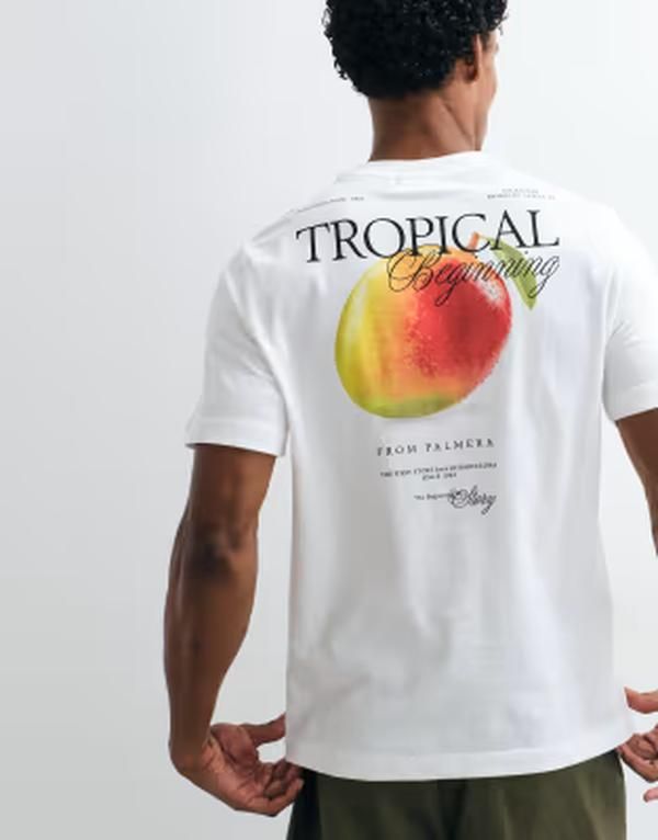 マンゴ メンズ トップス Tシャツ グラフィック Mango graphic tshirt WHITE ホワイト