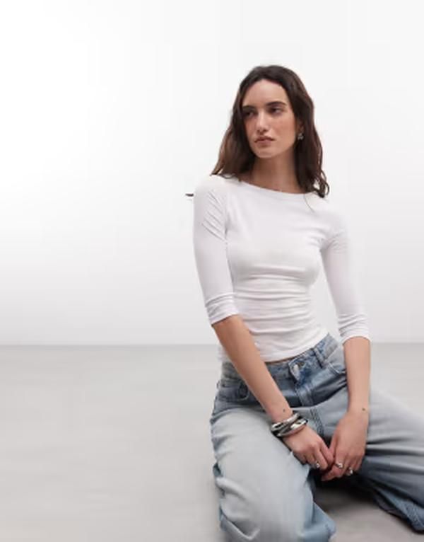 コルージョン レディース トップス Tシャツ COLLUSION slash neck 34 sleeve top WHITE ホワイト 10,345円