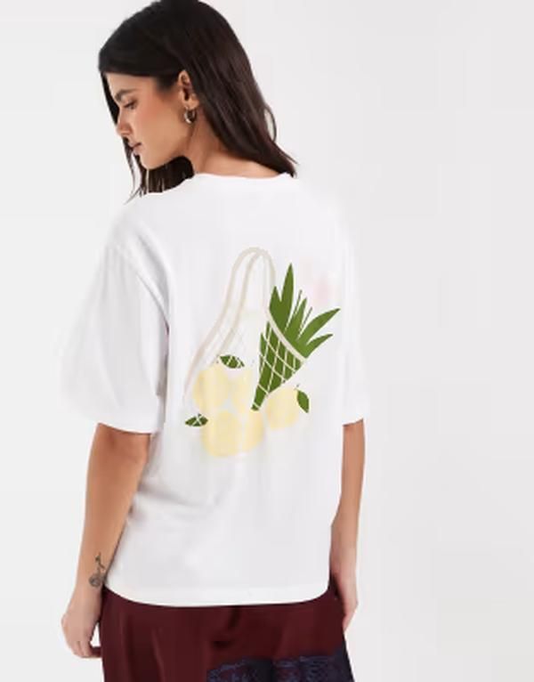 ヴェロモーダ レディース トップス Tシャツ グラフィック Vero Moda lemon and tulips graphic Tshirt Bright White ホワイト