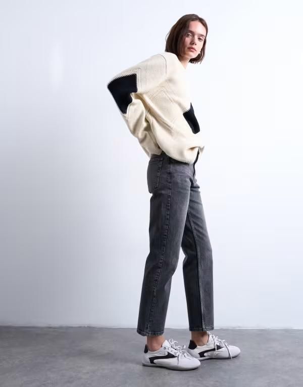 トップショップ レディース ボトムス デニムパンツ ストレート ジーンズ Topshop Orson mid rise comfort straight leg jeans in washed WAS