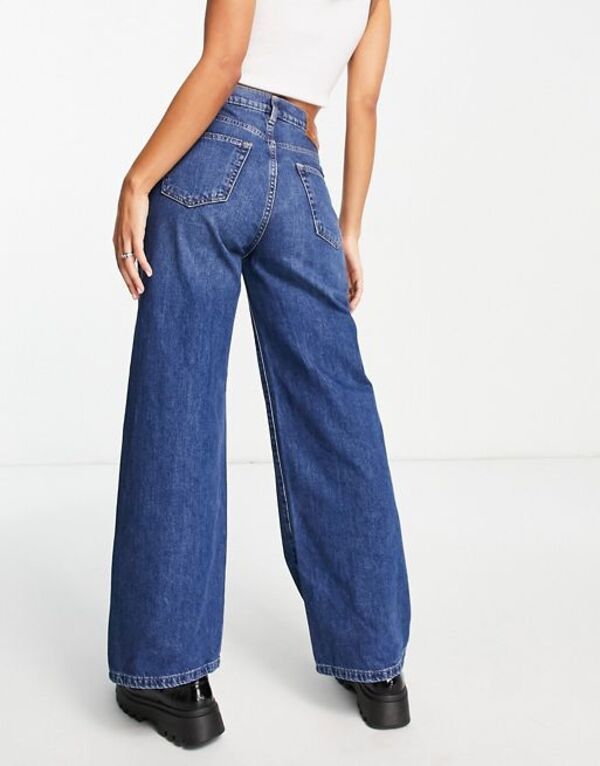 オンリー レディース ボトムス デニムパンツ ワイドレッグ ジーンズ Only Hope high waisted wide leg jeans in mid MID BLUE ブルー