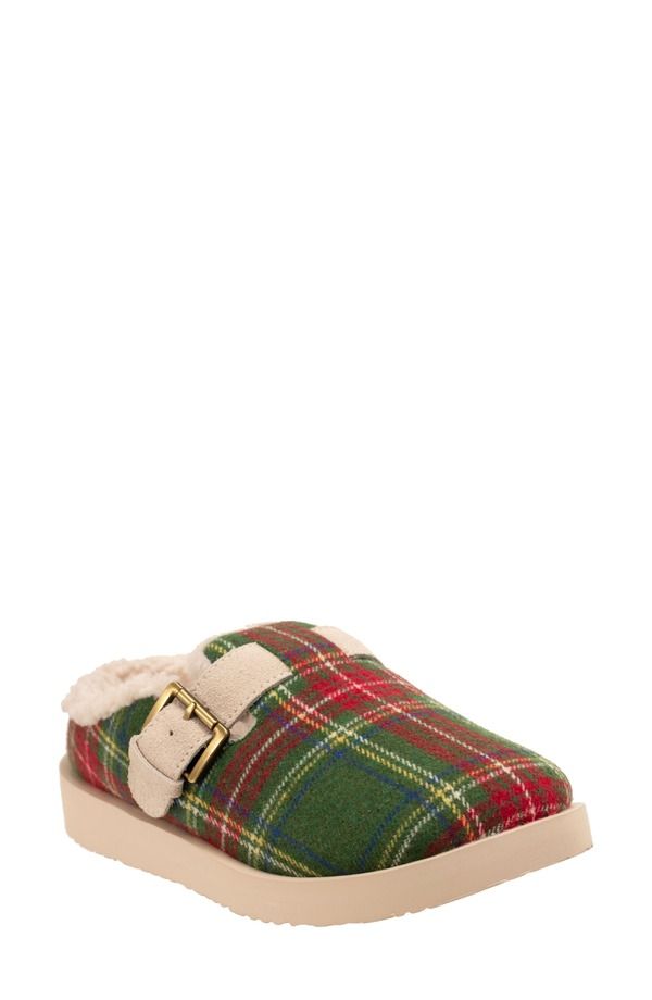 レヴィタライン レディース シューズ サンダル Revitalign Gift Plaid Faux Shearling Lined Slipper Green グリーン