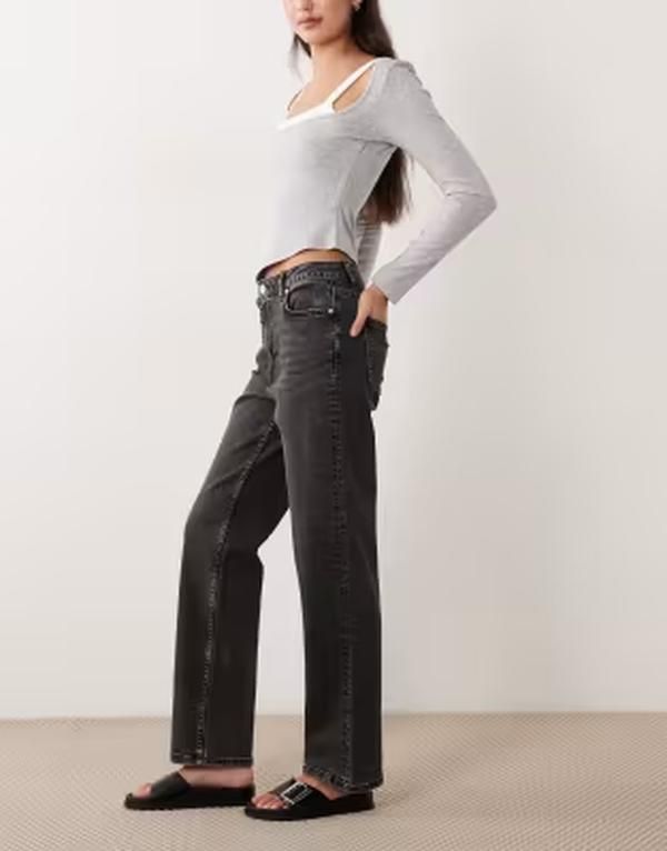 ミスセルフフリッジ レディース ボトムス デニムパンツ ストレート ジーンズ Misselfridge straight leg jeans wash Black wash ブラック