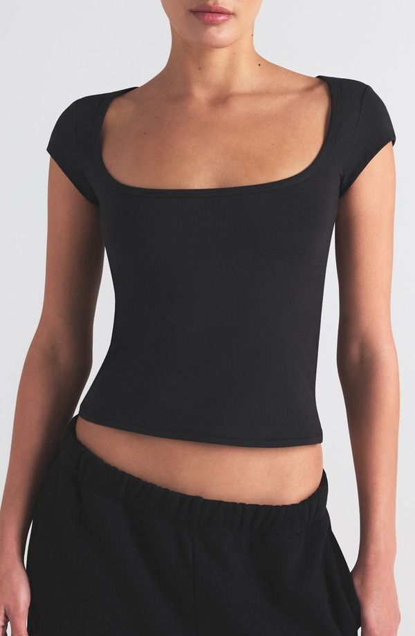 スキムズ レディース トップス Tシャツ コットン ジャージー SKIMScoop Neck Cotton Blend Jersey TShirt Soot
