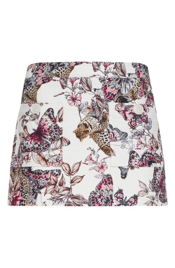 ラジャンス レディース ボトムスカート プリント ミニ コットン LAGENCE Cyra Leopard Butterfly Print Cotton Miniskirt White Multi L