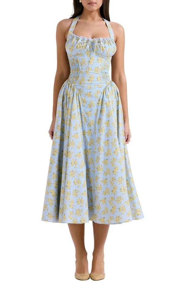 ハウスオブシービー レディース トップス ワンピース フラワー柄 プリーツ フラワー ホルター HOUSE OF CB Adabella Floral Pleated Halter Sundress