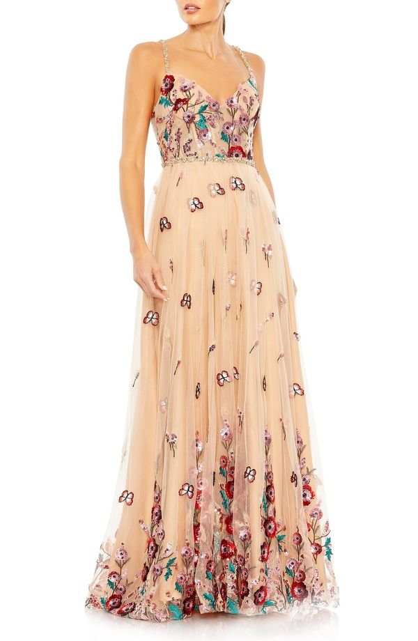 マックダガル レディース トップス ワンピース A ライン フラワー柄 フラワー Mac Duggal Bead And Gemstonencrusted Floral Detail A Line G