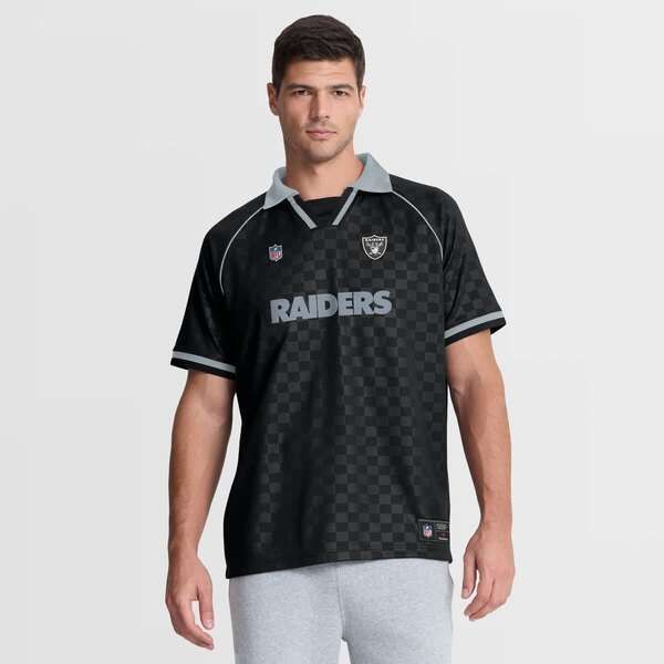 ファナティクス メンズ トップス ポロシャツ Vネック Mens Fanatics BlackGray Las Vegas Raiders Homerun Raglan VNeck Polo Blac