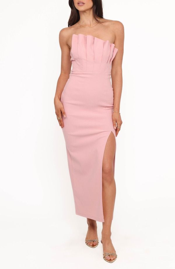 ペタルアンドパップ レディース トップス ワンピース プリーツ ストラップレス マキシ Petal Pup Kinnie Pleated Strapless Maxi Dress PINK ピンク
