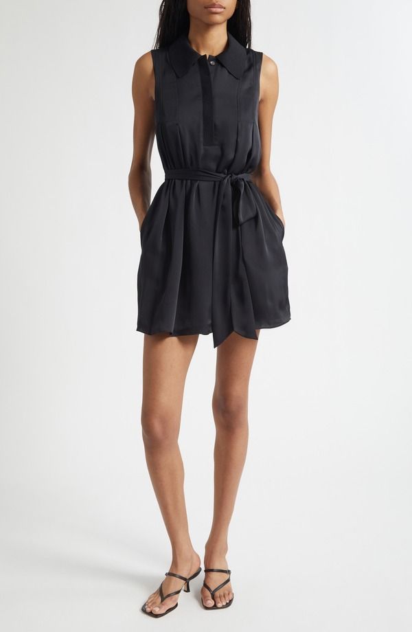 レイミー ブルック レディース トップス ワンピース ミニ ノースリーブ Ramy Brook Lina Sleeveless Belted Minidress BLACK ブラック