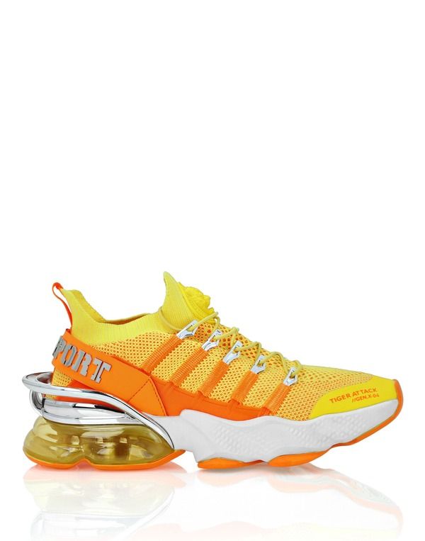 プレイン スポーツ レディース シューズ スニーカー PLEIN SPORTiger AttackGenx04 Runner Unisex Unisex YELLOW FLUO ORANGE FLUO