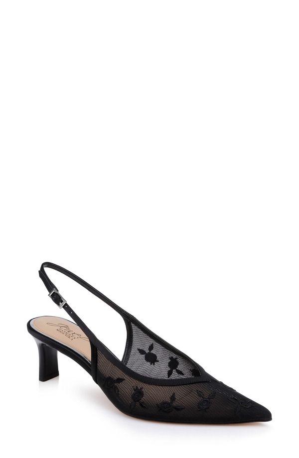 ジュウェルダグレイミシュカ レディース シューズ ヒール Jewel Badgley Mischka Zahra II Slingback Pointed Toe Pump BLACK SATIN ブ