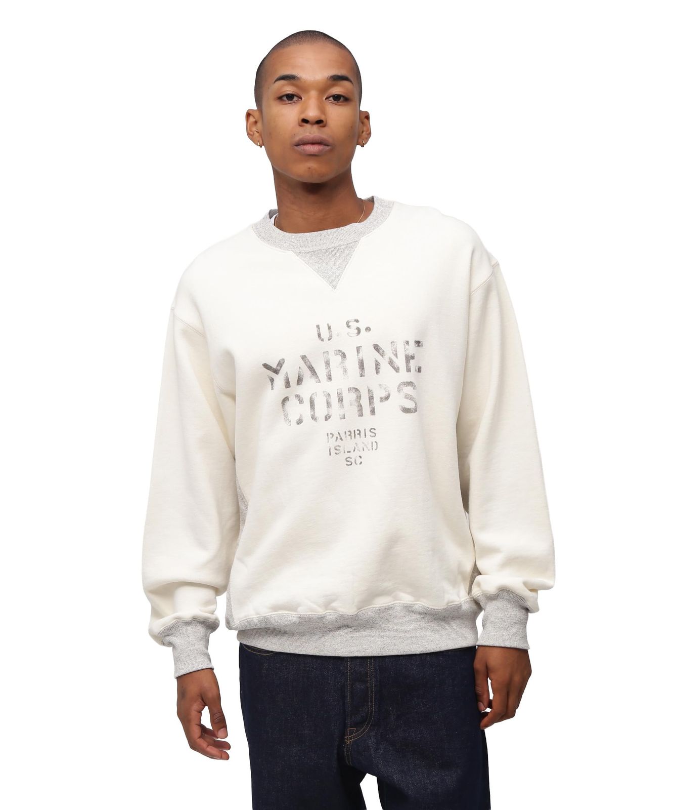 新品 [Avirex] [アヴィレックス] VINTAGE CREWNECK SWAET ヴィンテージ クルーネック スウェット メンズ M 033 オフホワイト 783-5232006