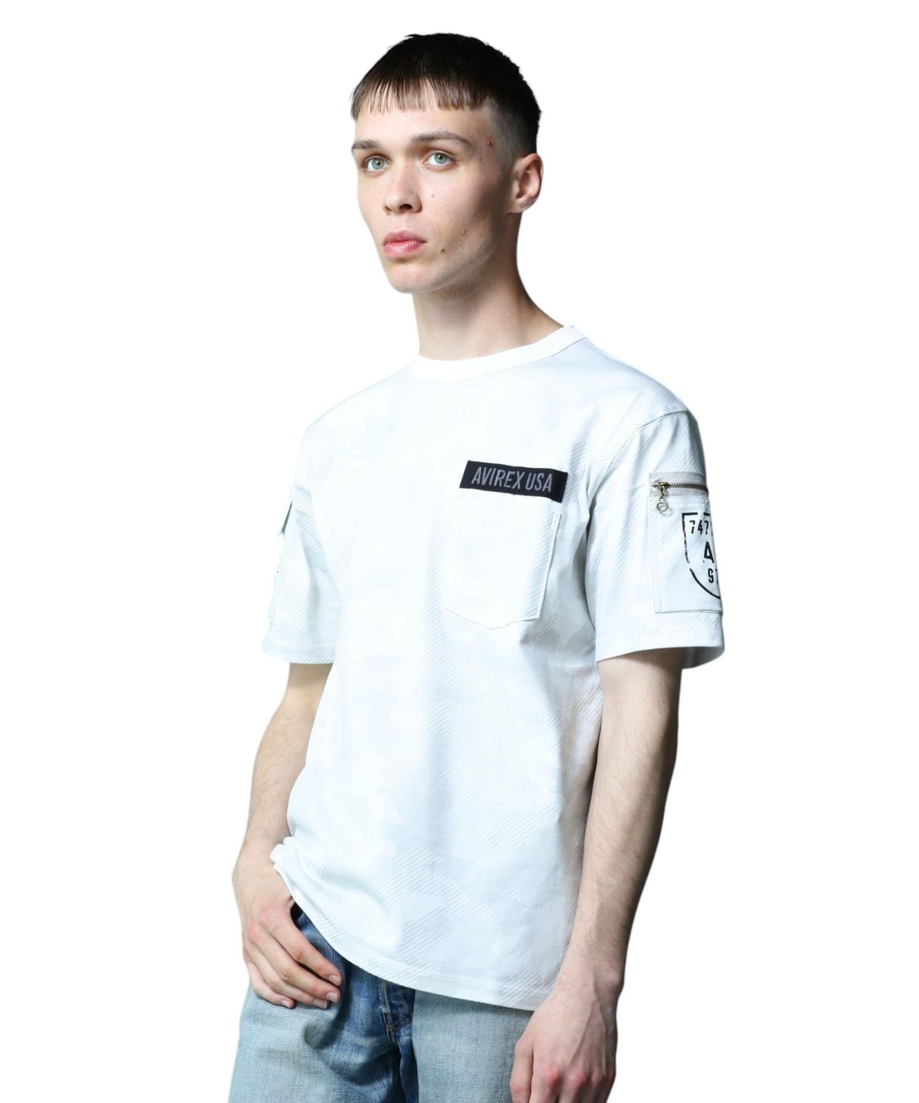 新品 [Avirex] [アヴィレックス] FATIGUE T-SHIRT ファティーグ 半袖 Tシャツ メンズ XL 444 ホワイトカモ3 783-5934010