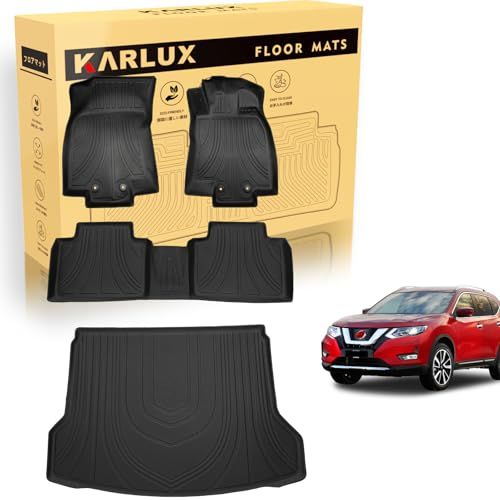 N◆KARLUX 日産 エクストレイル T32型 専用の1-2列目フロアマット＆ラゲッジマット4点セット 。3Dカーマットは防水・防滑・防汚でTPE素材製。X-TRAIL T32/NT32/HT32/HNT32型 2014.1-2022.6 bc55dcf5
