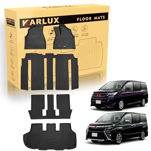 N◆KARLUX トヨタ ヴォクシー・ノア 80系 7人乗り ハイブリッド車専用 フロアマット+ラゲッジマット 5点セット, TPE素材 防水 滑り止め 耐汚れ,NOAH VOXY ESQUIRE 80系 2014年1月-現行車種専用設計カー d9583527