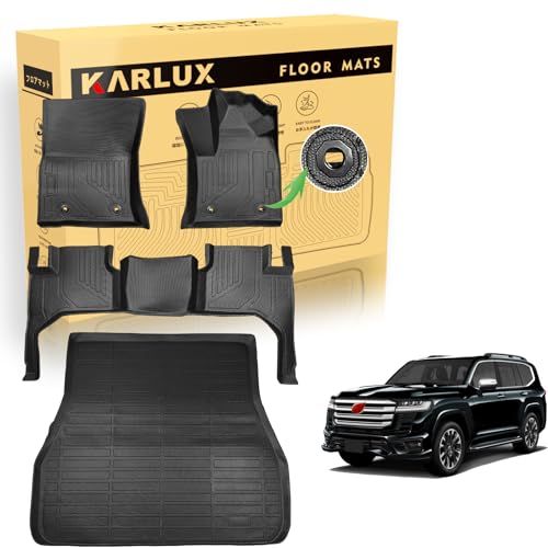 KARLUX トヨタ トヨタ ランドクルーザー 300系専用 フロアマット＆ラゲッジマット, 4枚セット。5人乗り専用のフロアマット＆トランクマットで、3Dカーマットは防水・防滑・防汚でTPE素材製。TOYOTA LC300系 2021年8月-現行、5人乗ts