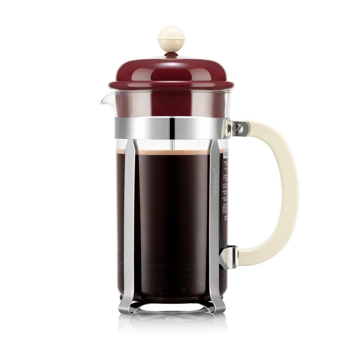BODUM ボダム コーヒーメーカー コーヒープレス CAFFETTIERA カフェティエラ フレンチプレス コーヒーメーカー 1000ml リッチバーガンディ ステンレスフィルター ガラスビーカー 浸漬式 コーヒー 【正規品】 1918-7 0d4452f9