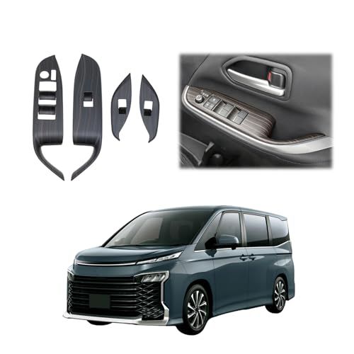 R★適合 新型 ヴォクシー 90系専用 VOXY 2022年1月~ パワーウィンドウ スイッチ カバー ドア ウィンドウ ボタン ドアスイッチパネル インテリアパネル 内装 パーツ アクセサリー 簡単取付 ABS樹脂製 4PCS 【木目調】VOXY-BLM