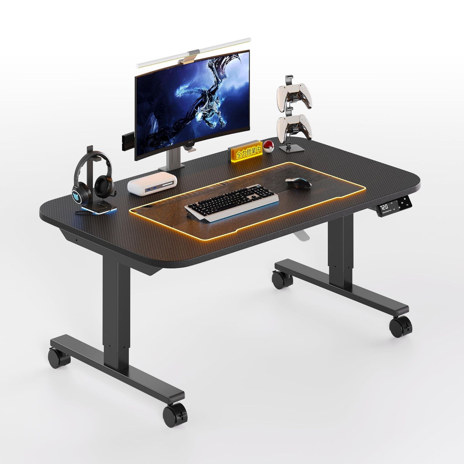 Maidesite ゲーミングデスク 電動 47-72cm 一枚天板 天板反転可能 昇降デスク ローデスク 昇降式デスク キャスター付き 耐荷重80kg 障害物検知機能 高さメモリー機能 静音 ロータイプ パソコンデスク 勉強机（100*60cm，ブラックｍａ 25,388円
