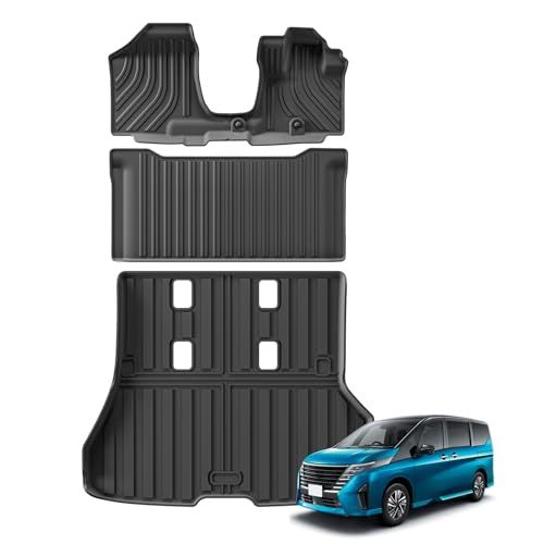 R★LUCKEASY ニッサン 新型 セレナ C27 E-POWER 専用 フロアマット+ラゲッジマッット C27 H28.5-R4 カーマット | SERENA HFC27 3Dフロアマット HC27 立体 トランクマット TPE素材 滑り防止 耐汚れ ブラ