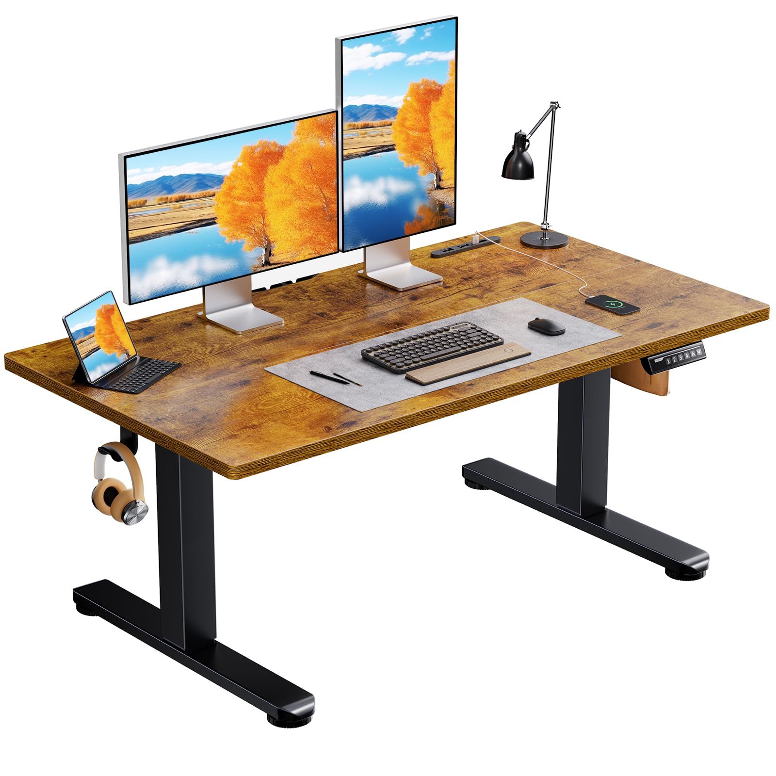 ErGear 電動昇降式デスク ロータイプ 48-72cm高さ調節 コンセント&USBポート付き 幅120cm ローデスク 4段階高さメモリー | 座椅子机 静音 収納フック付き 低い pc パソコンデスク テーブル 電動机 ゲーミングデスク 在宅ワーク【ｍａ 16,629円