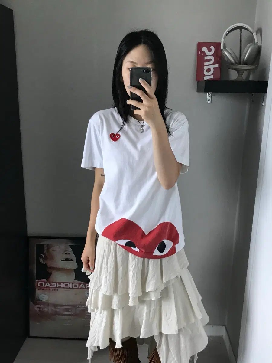 コム・デ・ギャルソン レッド ワッペン 白 半袖Tシャツ