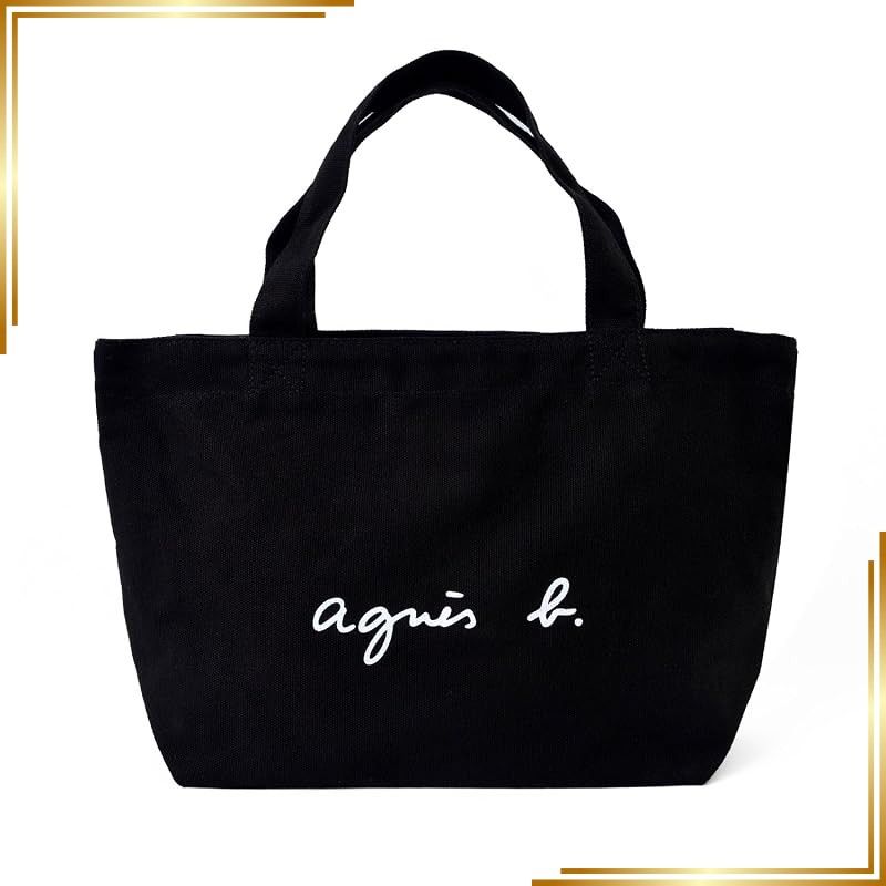 【新品】 agnes b. VOYAGE アニエスベー ボヤージュ コットン トートバッグ ミニトート キャンバス (ブラック) Free Size