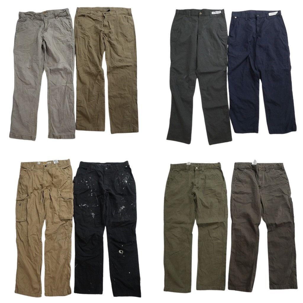 古着卸 まとめ売り カーハート パンツ 8枚セット ( メンズ 34 ) ハンマーループ ワーク カーキ ペインティング カーゴ 中古 古着 NF9930 18,564円