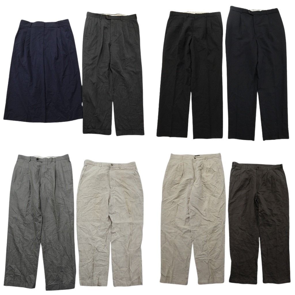 古着卸 まとめ売り スラックス 8枚セット ( メンズ 36 ) ツータック ノータック クロップド チャコールグレー 中古 古着 NF9964 6,030円